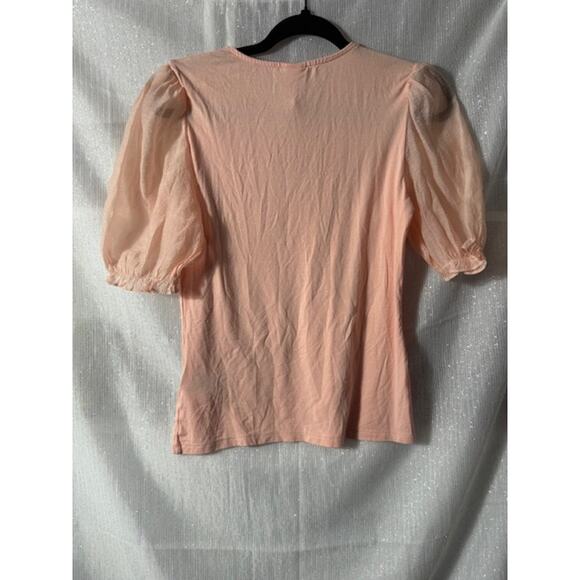 PINK H&M BALLON SLEEVED SHIRT SIZE MEDIUM - Picture 4 of 4